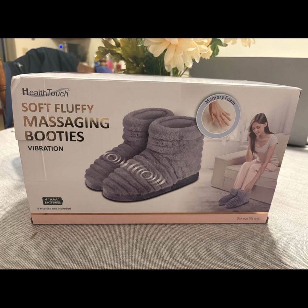 Soft Fluffy Gray Massaging Booties
